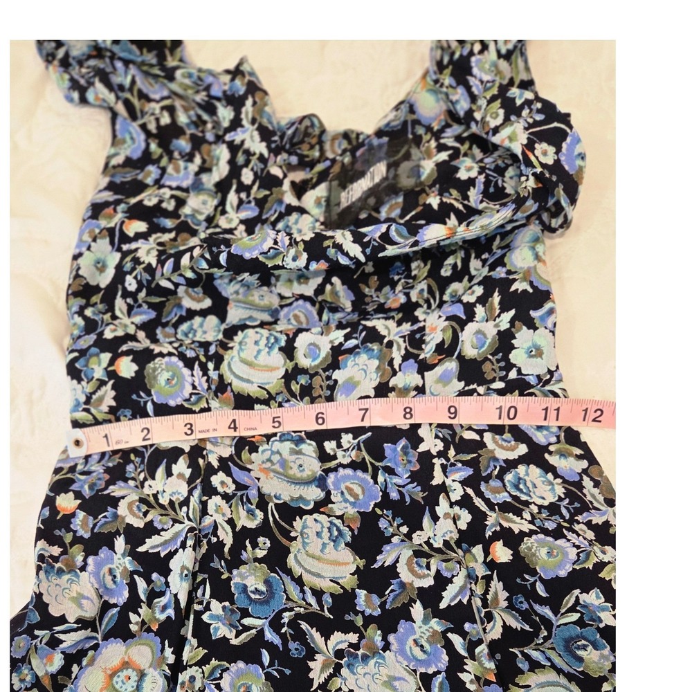 Reformation Floral Mini Dress Black Blue Green Viscose Sleeveless Size 2 USA - Picture 6 of 11